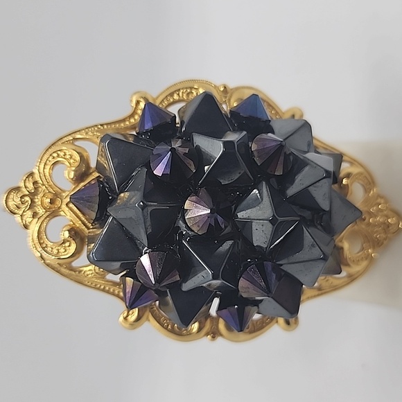 GASOLINE GLAMOUR STUDDED FORTUNE TELLER RING HEMATITE STUDS - Picture 4 of 6